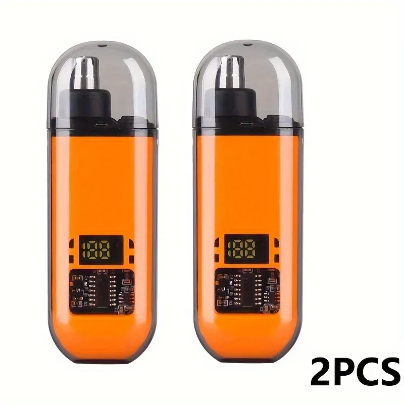 Color: Red - 2 In 1 Electric Portable Ear And Nose Hair Trimmer Clipper 2024 Professional Painless Portable Eyebrow For Men nose hair