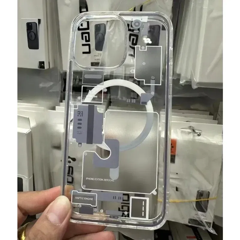 Material: PU, Color: Blue - FOR 2024 Original Technology Phone Case For IPhone 15 14 13 12 Pro Max Plus Magnetic Wireless Charging High Quality Bumpers