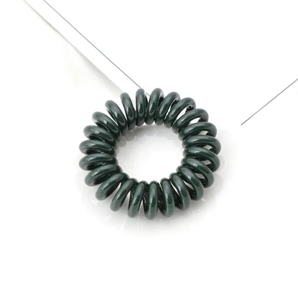 Color: green - High Elasticity Telephone Coil Hairbands Women Spiral Hair Ties Girl Hair Ring Rope Solid Color Hair Accessories Ponytail Holder