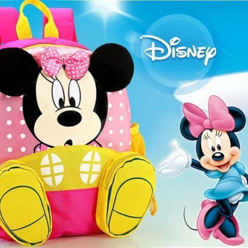 Color: black - MINISO Disney New Mickey and Minne Cute Cartoon Bookbag Teenage Casual Fashion Large Capacity Waterproof Dual-Shoulder Backpack