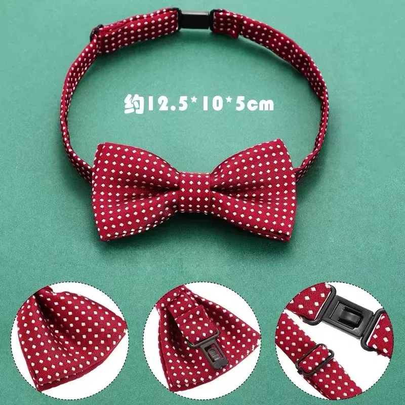 Color: WHITE - Korean Formal Dress Dots Bow Ties For Kids Business Bowknot Bridegroom Best Man Bowties Polka Dot Butterfly Cute Neckties Gift