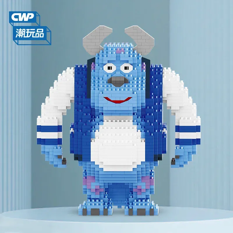 Color: Wood, Size: S - Monster University Micro Building Blocks James Mike Model Anime Diamond Mini Brick Figure Toy For Christmas Gift