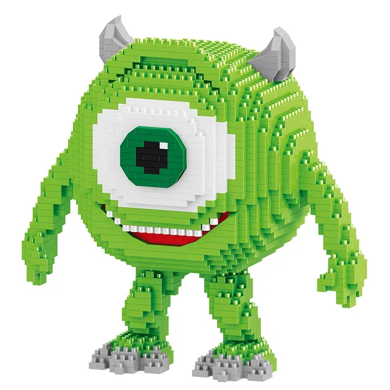 Color: Wood, Size: S - Monster University Micro Building Blocks James Mike Model Anime Diamond Mini Brick Figure Toy For Christmas Gift