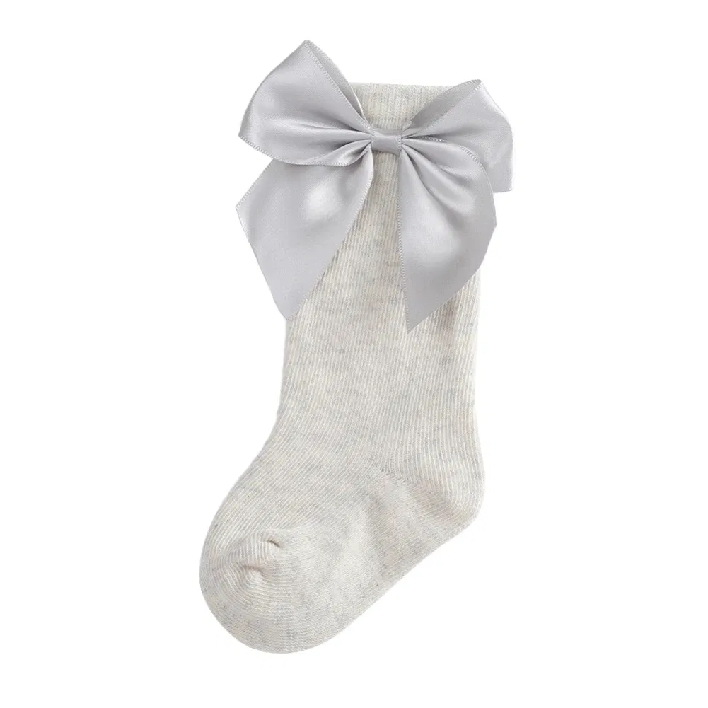 Color: GRAY, Kid Size: 3M, Ships From: CHINA - Jlong Toddler Cotton Solid Color Crew Socks Baby Girls Bow Tie Socks Kids Girls Cute Princess Socks 0-3 Years