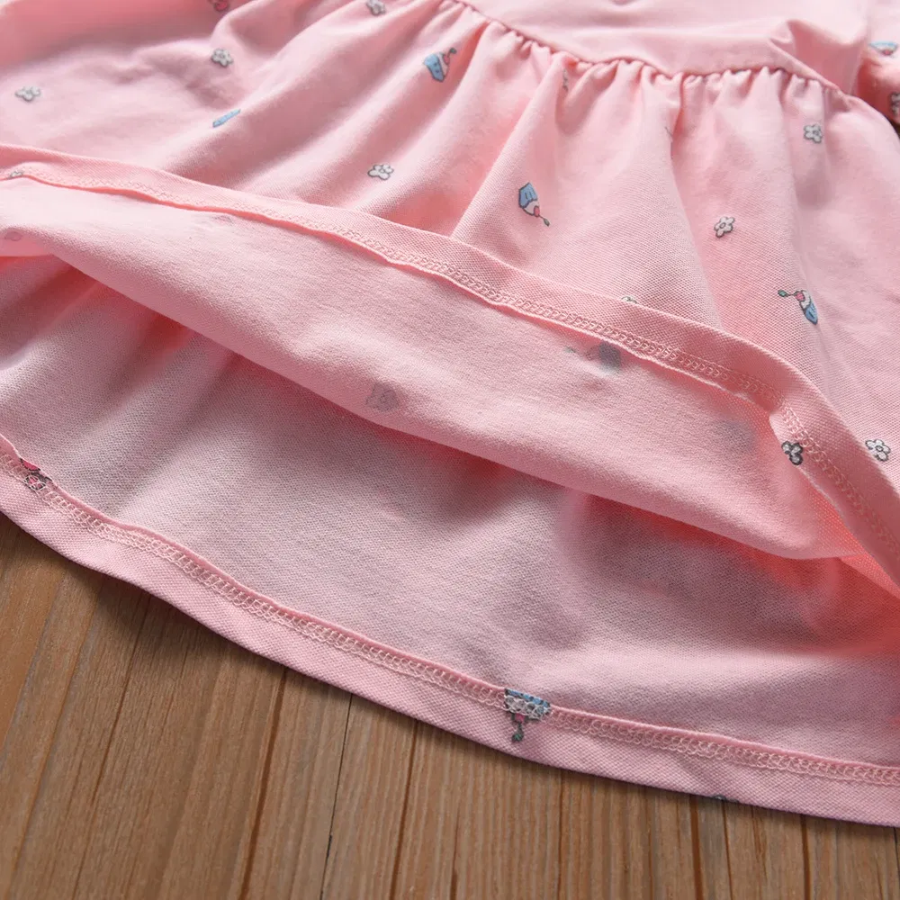 Baby Girls' Dress Summer Short Sleeved Cotton Clothes for Children Aged 2-6 Years Cute Casual Outfit