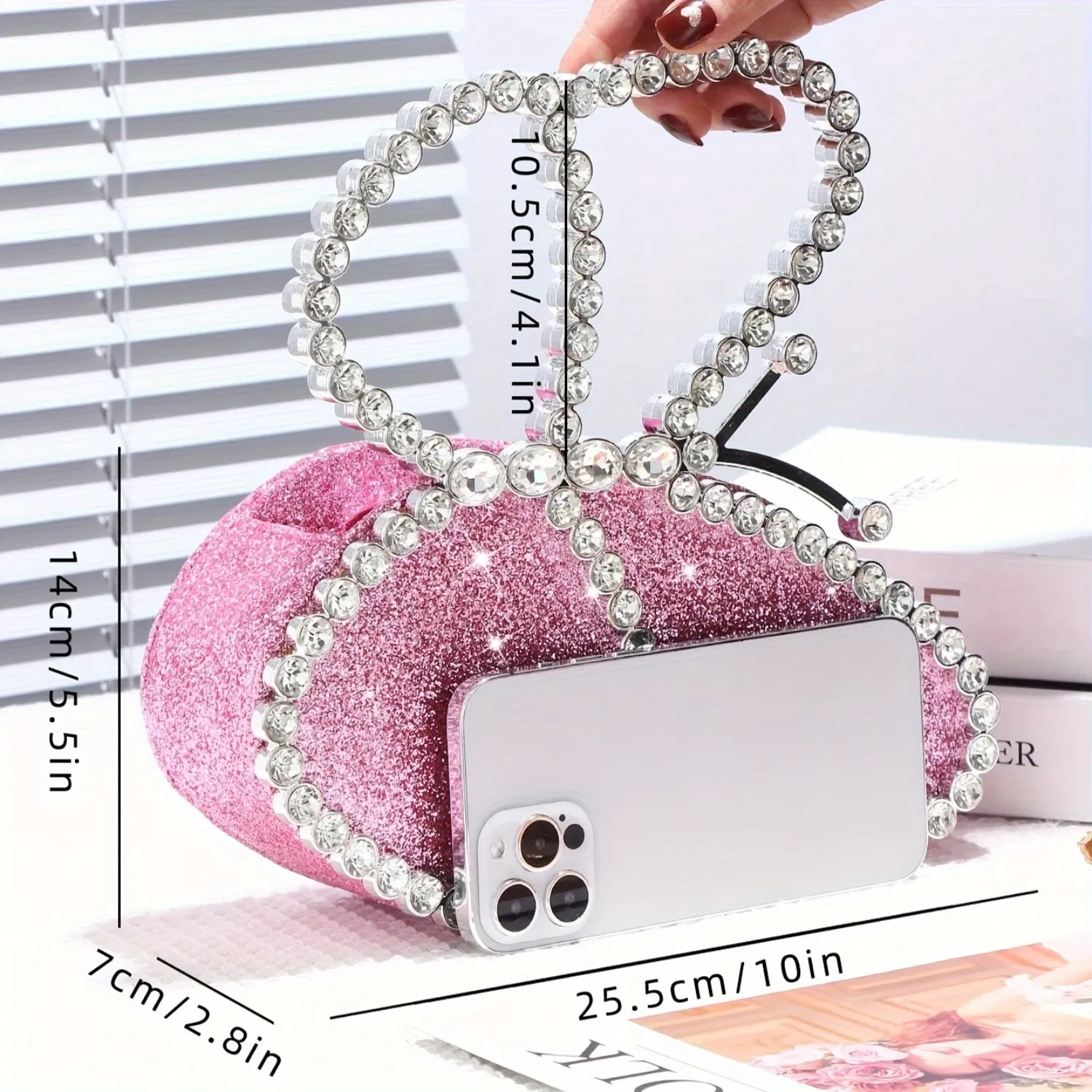 Color: Bronze, Ships From: CHINA - Rhinestone  Glitter Evening Clutch, Elegant Sparkly Sequin Handbag With Chain, Classic Creative Purse For Valentine's Day, Weddi