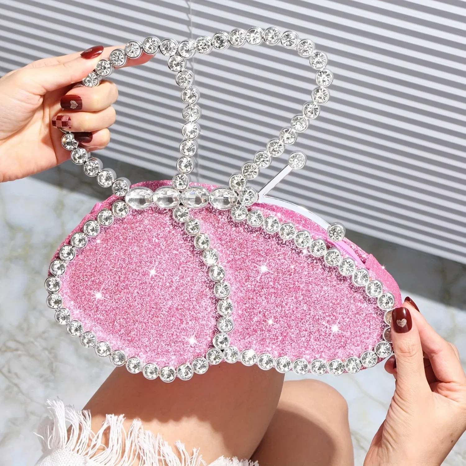 Color: Bronze, Ships From: CHINA - Rhinestone  Glitter Evening Clutch, Elegant Sparkly Sequin Handbag With Chain, Classic Creative Purse For Valentine's Day, Weddi