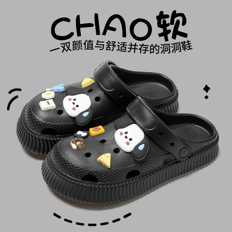 Color: green, Shoe Size: 36-37 - Shoes hole shoes girls wear outside couple bag head women cool slippers