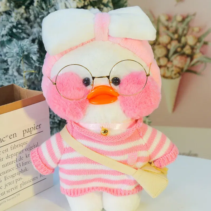 Color: Beige, Height: 11cm-30cm - 30cm Kawaii Lalafanfan Duck Plush Toy Cartoon Lalafanfan Duck Doll Soft Stuffed Animal Plushie Birthday Gifts For Girl Children