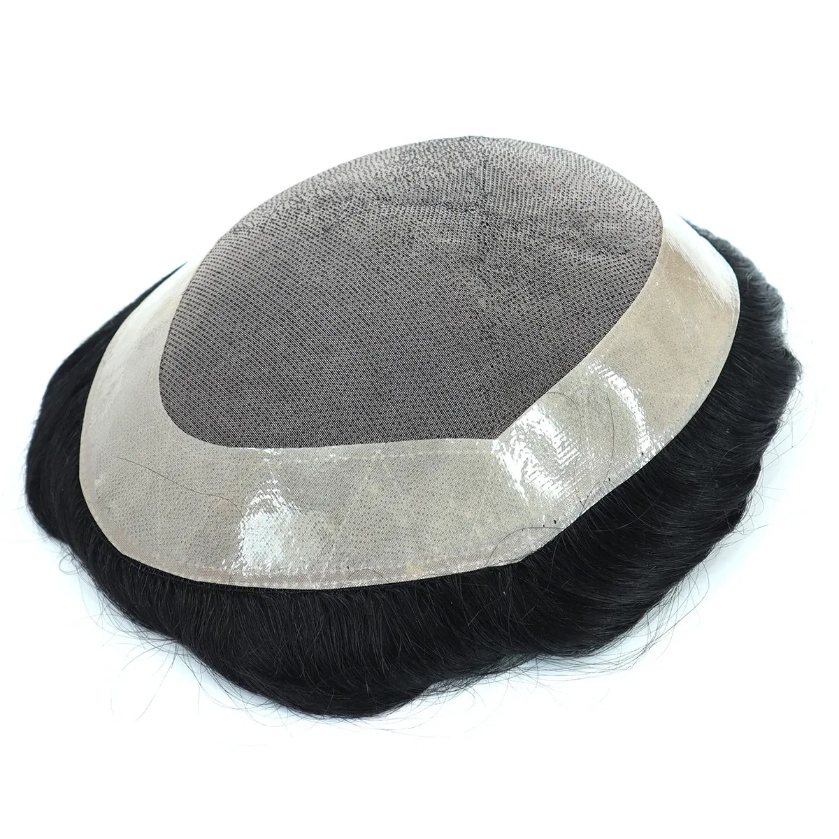 Toupee Color: 1b#, Toupee Density: 130%, Length: 8 inches, Ships From: CN, Toupee Size: 6x8, Toupee Design: free - Hywel 6 Inches Fine Mono Men Toupee Hair Men's Capillary Prosthesis Men's Wigs Replacement System Hair Natural Black Hair Units