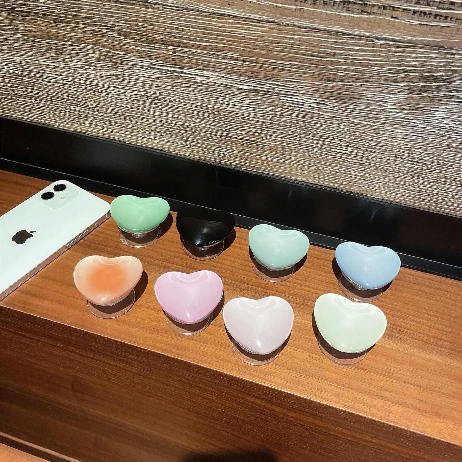 Color: GRAY - Phone Holder Popular Socket Griptok Finger Grip Bracket Stand Love Heart Ins Style Cute Poping Pink White Cellphone Accessory