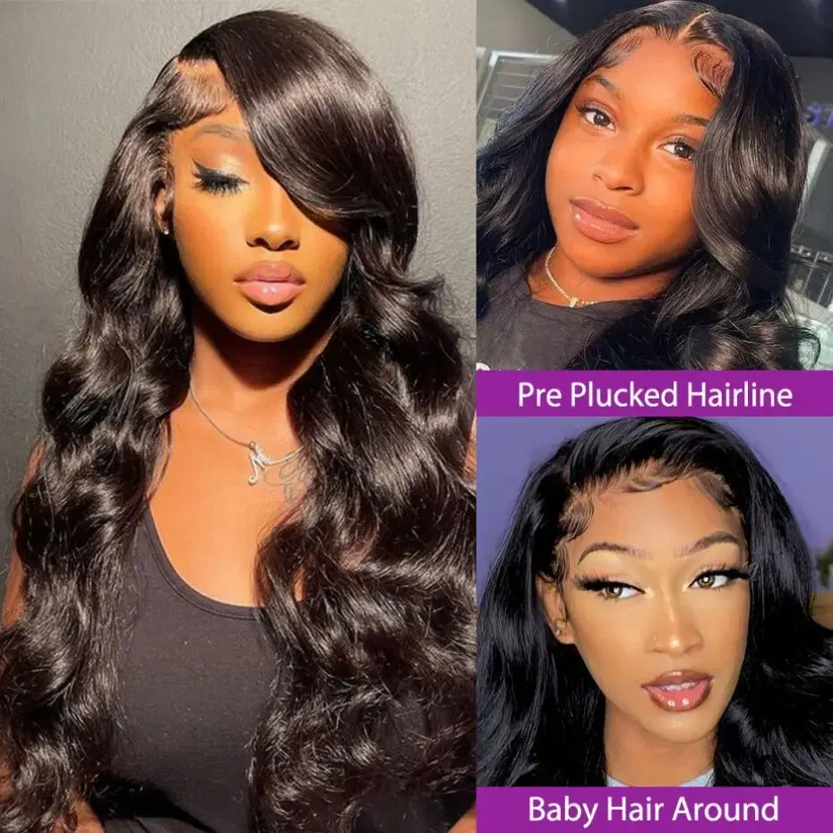 Color: #1, Ships From: CHINA, Stretched Length: 28inches, Density: 150% - 13x4 13x6 Transparent Body Wave Wig Pre Plucked Glueless 4x4 HD Lace Closure Wigs For Women Brazilian Lace Front Human Hair Wig