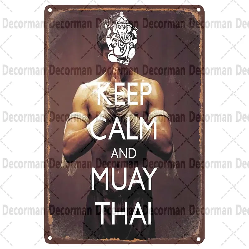Color: Army Green - [ Mike86 ] Muay Thai Tin Sign Wall Home Boxing Thailand Metal Poster art Painting Pub LTA-3188 20*30 CM