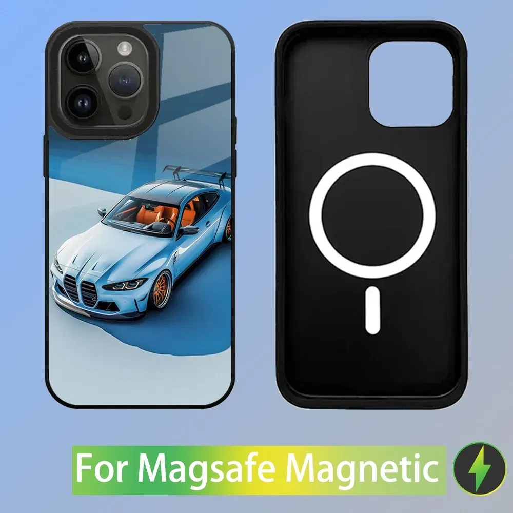 Color: Clear, Material: PU - Cool Sport Car B-BMW Phone Case For iPhone 16,15,14,13,12,11,Plus,Pro,Max Mini Magsafe Magnetic Wireless Charging