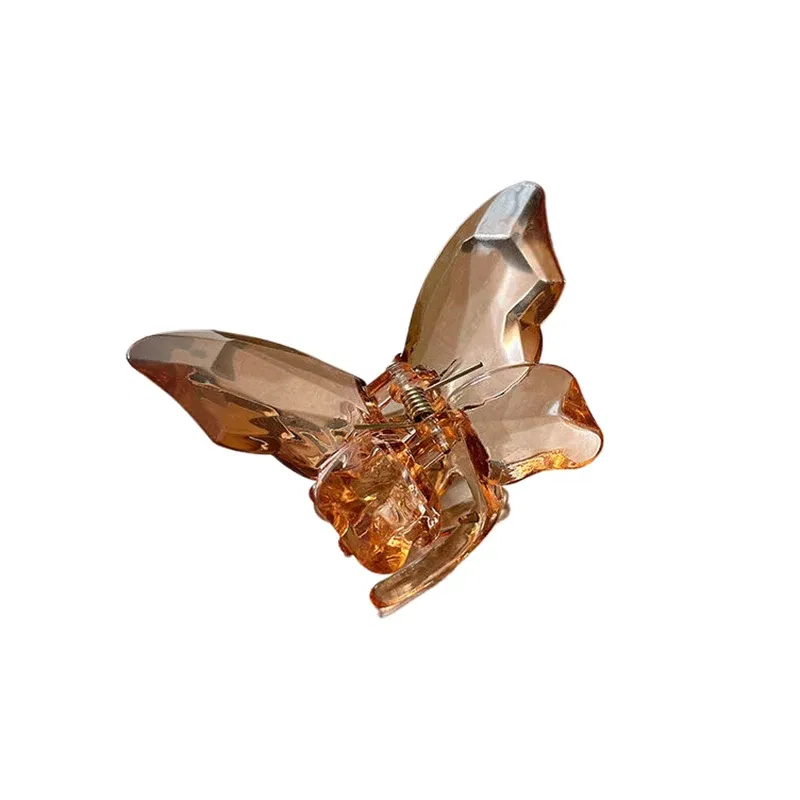 Color: GRAY - 1Pc Sweet Hair Claws Sweet Fairy Butterfly Hairpin Clip Summer Acrylic Styling Tools Barrettes Women Girl Hair Accessories