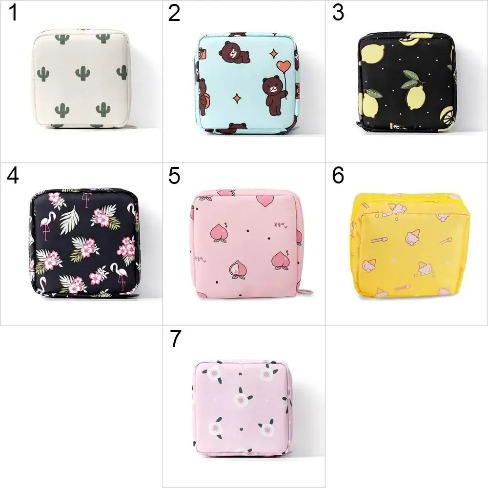 Color: Brown - Girl Napkin Credit Card Holder Headphone Case Coin Clip Sanitary Bag Change Purse Tamper-Proof Storage Bag Sanitary Mat Bag