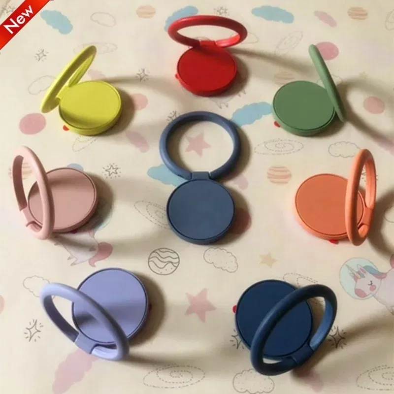 Color: green - Ring Buckle Phone Holder Stand All Metal Paint Mobile Phone Buckle  Finger Ring Phone Holder for Phone Iphone Accessories