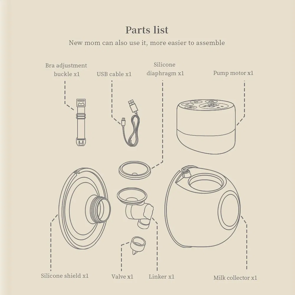 Color: Light Blue - S12 Portable Electric Breast Pump Silent Wearable Automatic Milker LED Display USB Rechargable Hands-Free Portable Milker NO BPA