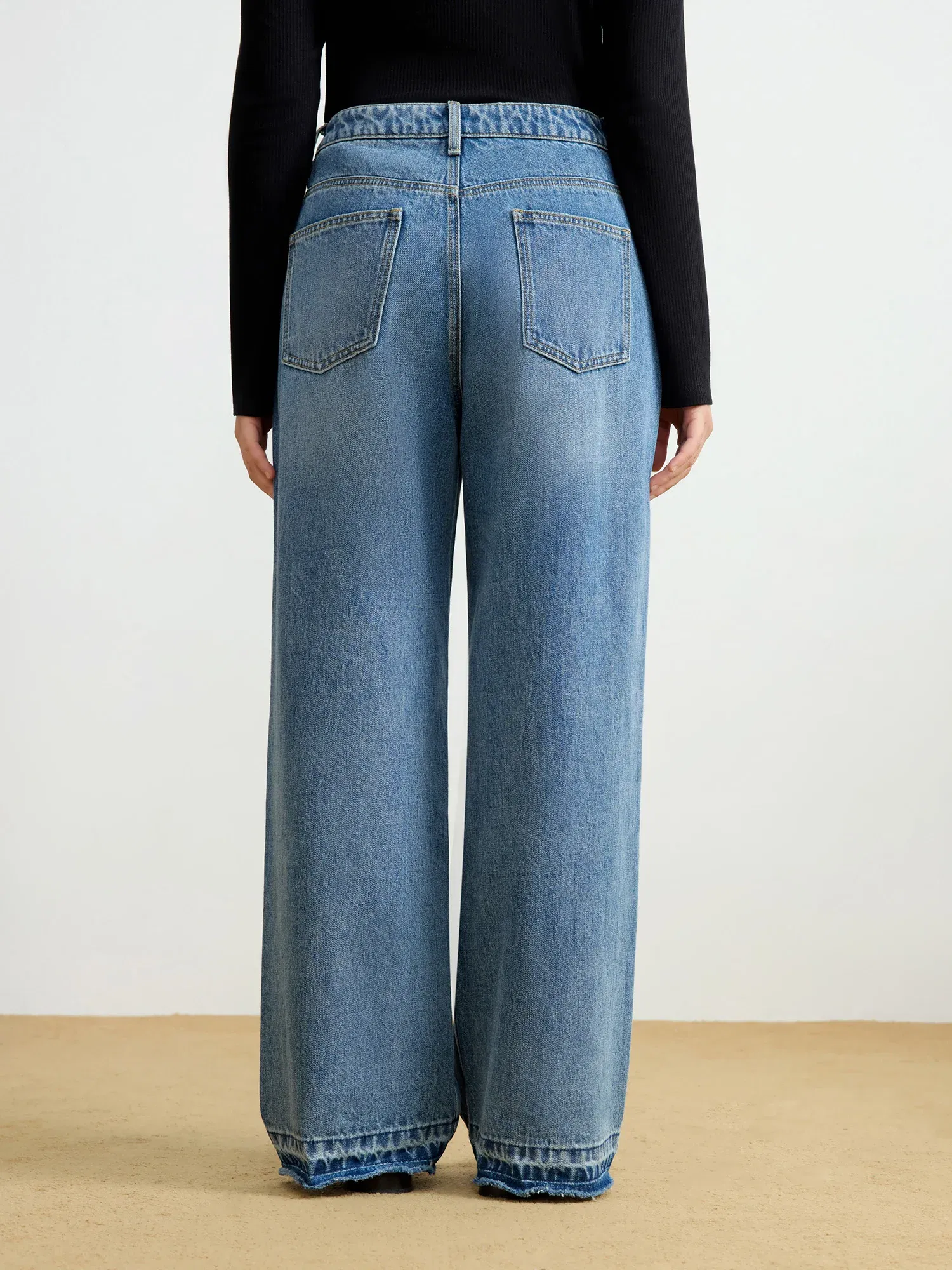 Color: Blue, Size: L - DUSHU Women's Classic All-match Straight Jeans Women's 2025 Spring New Holiday Casual Fashion High Waist Trousers 25DS81041