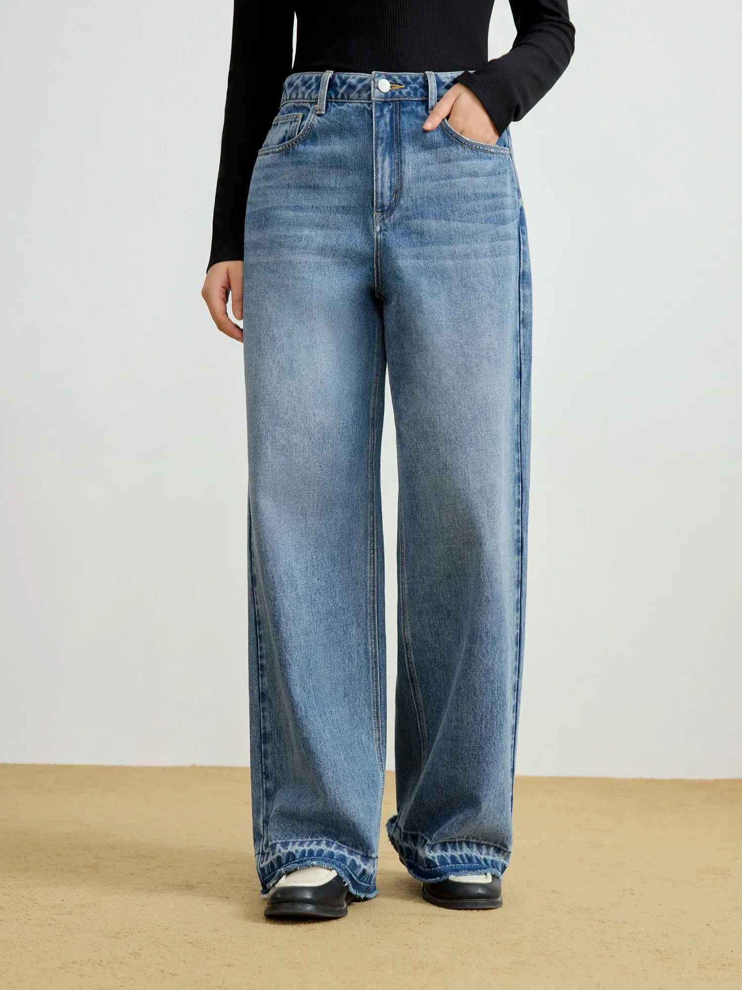 Color: Blue, Size: L - DUSHU Women's Classic All-match Straight Jeans Women's 2025 Spring New Holiday Casual Fashion High Waist Trousers 25DS81041