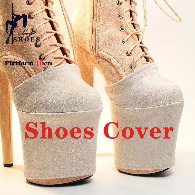Color: Pink, Size: S - Suede Shoes Cover Steel Pole Dance Training Specific Protective Cover 10CM Platform Anti Slip Wear-resistant Boots Protective