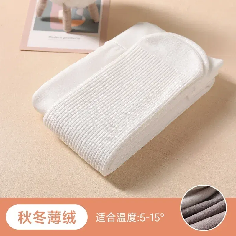 Color: WHITE, Size: XXS - Winter Infant Girls Plus Velvet Pantyhose Children's Leggings Thickening Children's Babys Skinny Pants Winter Clothes