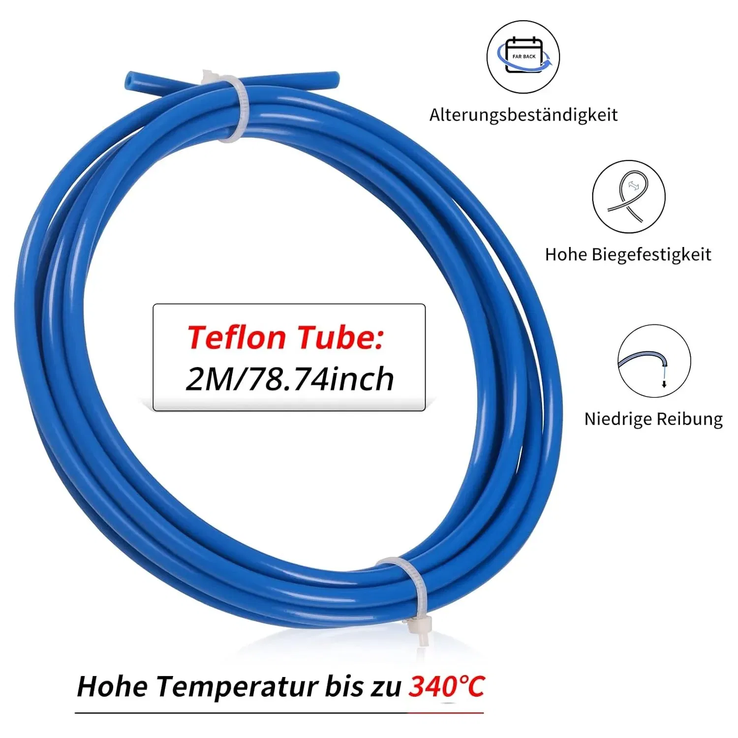 Color: Blue - Creality 1M 2M 3D Printer PTFE Tube Bowden Tubing Upgrades with 8x PC4-M6/PC4-M10 3D Printer Bowden Tube  for 1.75mm Filament
