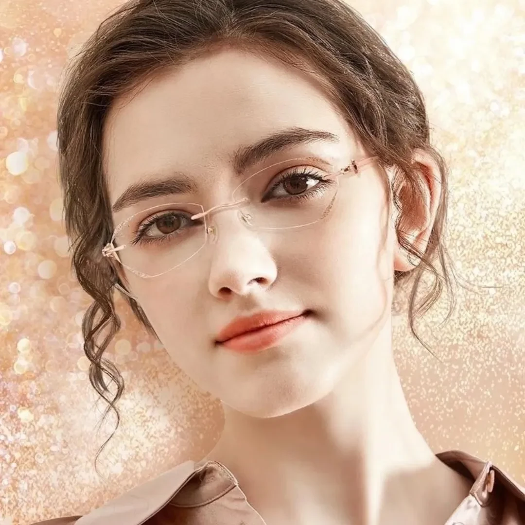 Women's Diamond Rimless Anti Blue Light Presbyopia Glasses