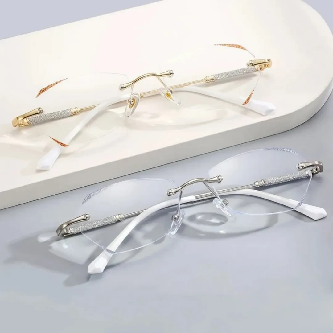 Women's Diamond Rimless Anti Blue Light Presbyopia Glasses