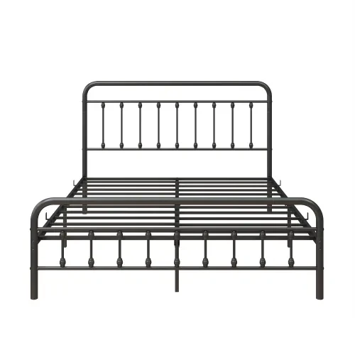 Black Metal Queen Bed Frame With Headboard