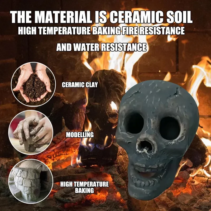 🎃2026 Halloween Hot Sale 🔥 Ceramic Fireproof Fire Pit Skull 💀