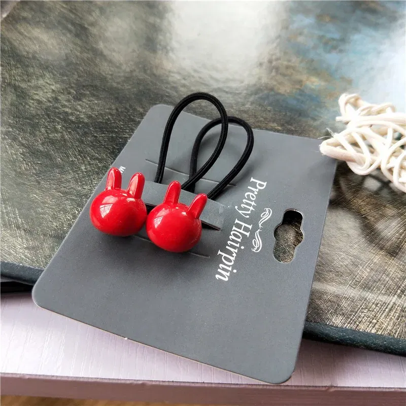 Color: Dark Grey - 2PCS New Cartoon Cute Rabbit Bear Princess Headwear Kids Elastic Hair Bands Children Ropes Girls Accessories Baby Headdress