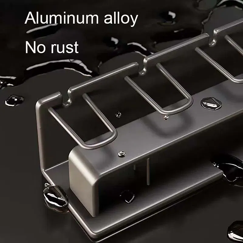 Color: Light Grey - Toothbrush Holder Wall Mounted Toothpaste Dispenser Aluminium Electric Hair Brushes Storage Bathroom Accessories House Organizer