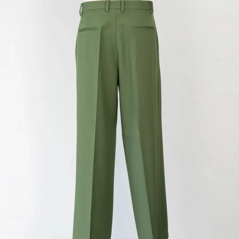 Color: green, Size: XXL - 2025 Hot Sale Mens Beads Design Spring Suits Casual Two Piece Set Loose Fit Fashion Match Set Outfit Hand Stitch Wide Leg Pants