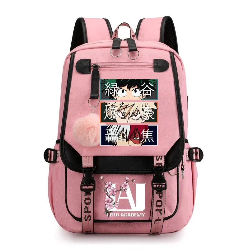 Color: Blue - Anime My Hero Academia Schoolbag Todoroki Bakugou Deku Cartoon Backpack School Boys Girls Usb Bagpack Teenager Travel Rucksack