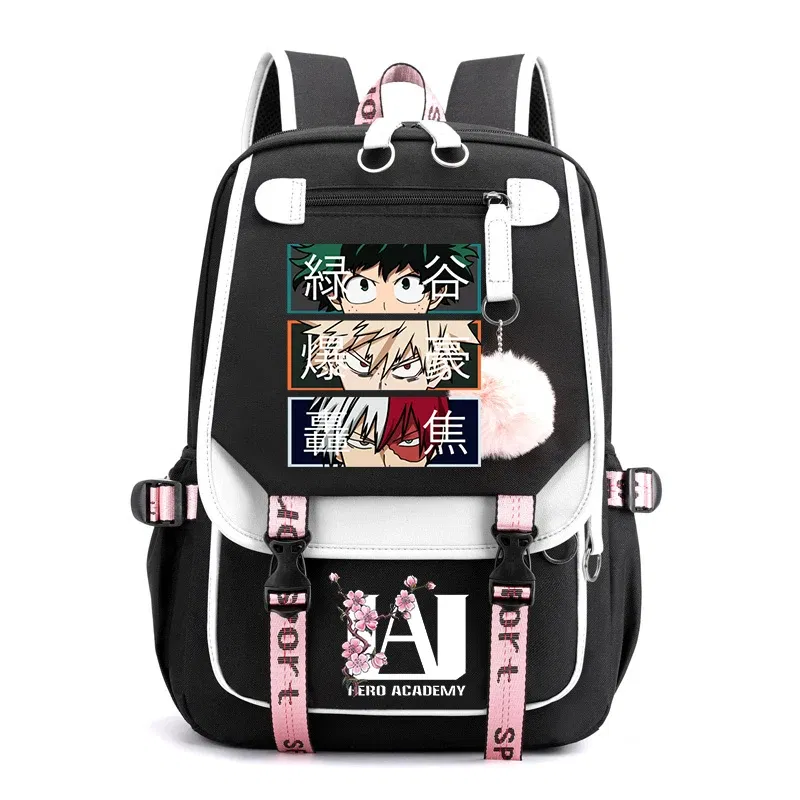 Color: Blue - Anime My Hero Academia Schoolbag Todoroki Bakugou Deku Cartoon Backpack School Boys Girls Usb Bagpack Teenager Travel Rucksack