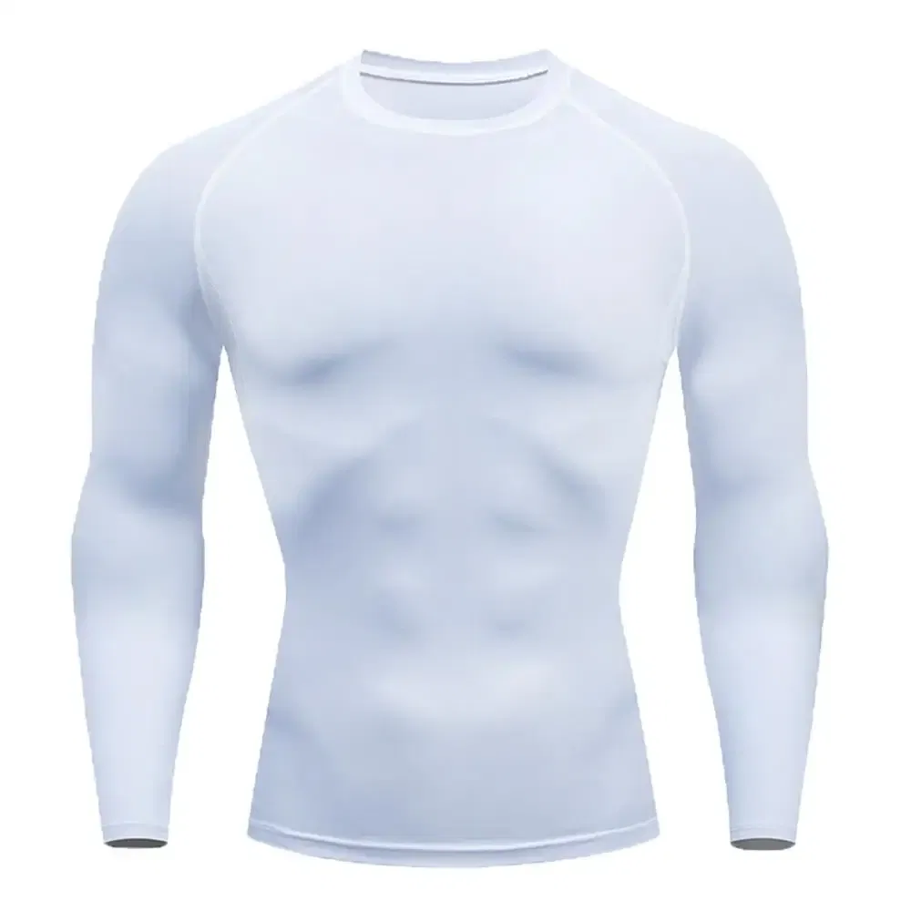 Color: GRAY, Size: S - Men Bodybuilding Sports T-Shirt Quick Dry Running Shirt Long Sleeve Compression Top Gym T Shirt Men Fitness Tight Rashgad
