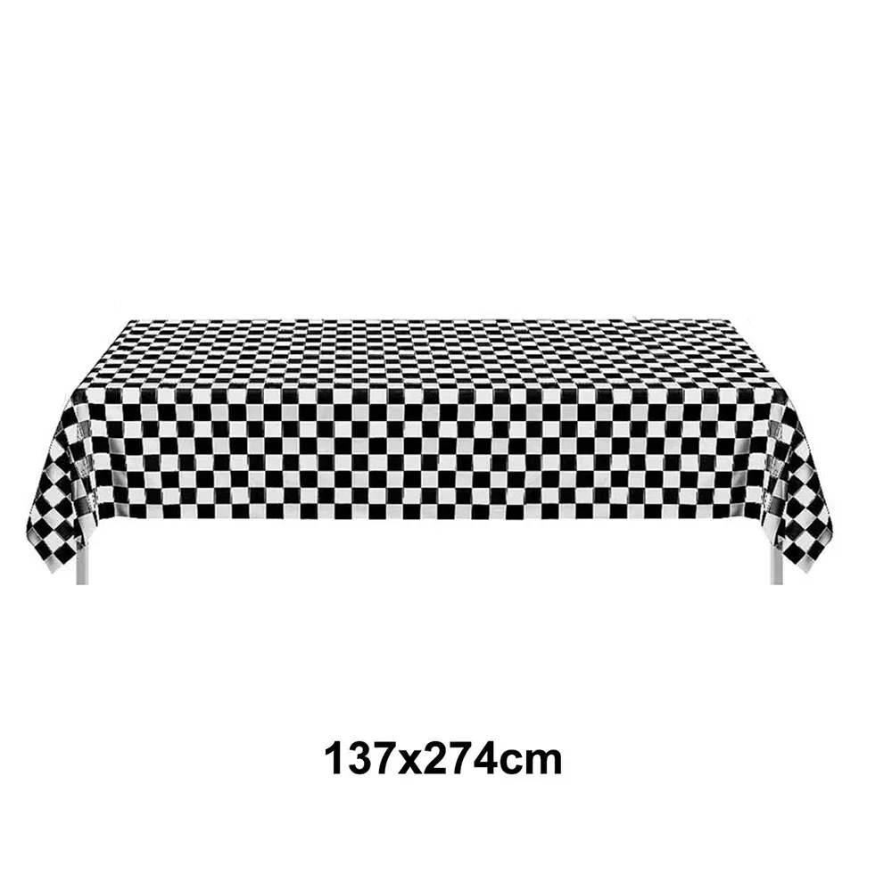 Color: Light Grey - Race Car Party Decoration 2M Table Runner Traffic Cones and Racing Checkered Flags Checkered Race Car Party Tablecloths
