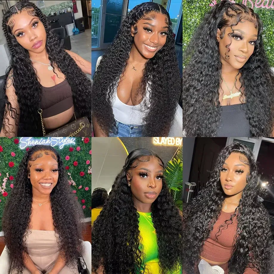 Color: #12, Ships From: CHINA, Stretched Length: 24inches, Density: 180% - Curly Human Hair Wigs For Women Water Wave Lace Front Wig 13x4 13x6 Lace Frontal Deep Wave Wig 100% Human Hair Hd Lace Wigs