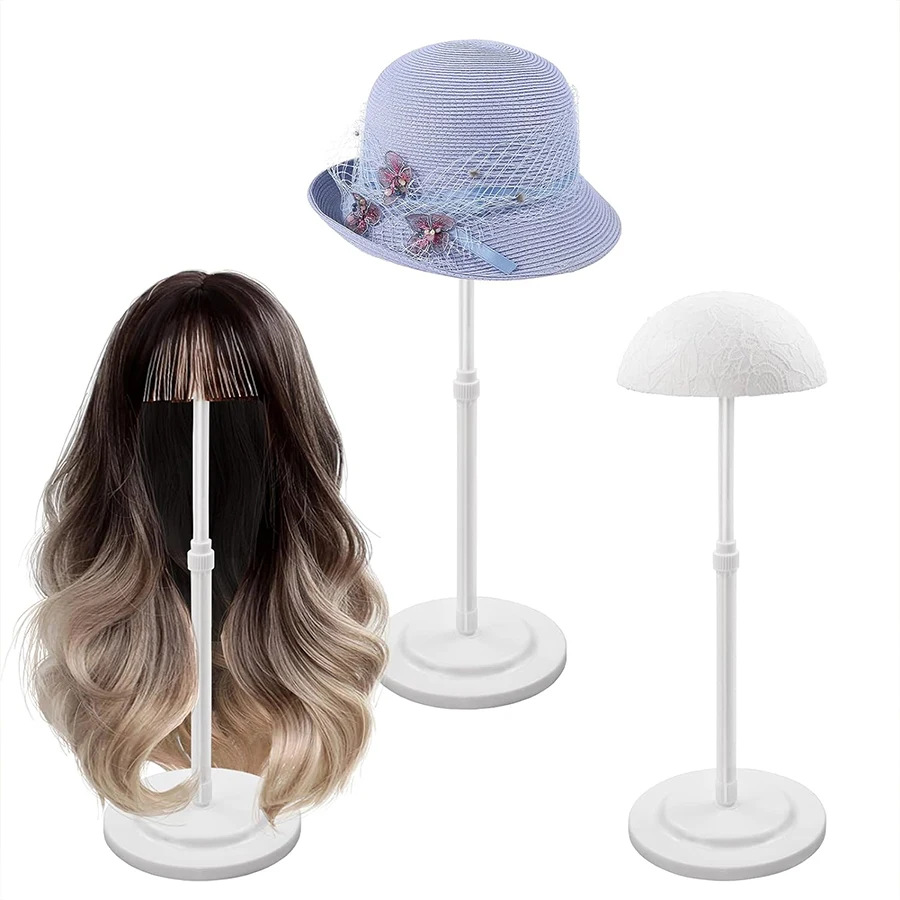 Color: WHITE - 1Pc Adjustable Height Wig Stand, Portable Wig Head Holder Tools Hat Display, Non-Slip Wig Stand for Women
