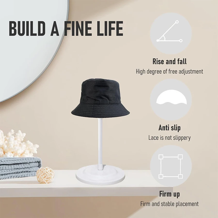 Color: WHITE - 1Pc Adjustable Height Wig Stand, Portable Wig Head Holder Tools Hat Display, Non-Slip Wig Stand for Women