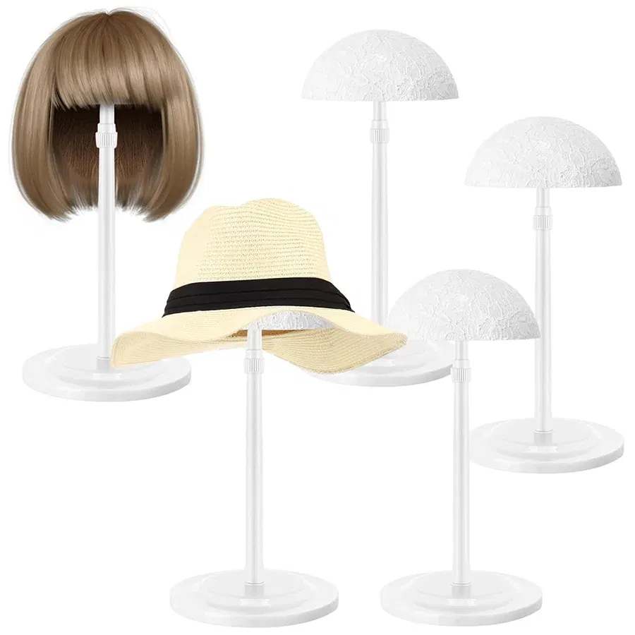 Color: WHITE - 1Pc Adjustable Height Wig Stand, Portable Wig Head Holder Tools Hat Display, Non-Slip Wig Stand for Women