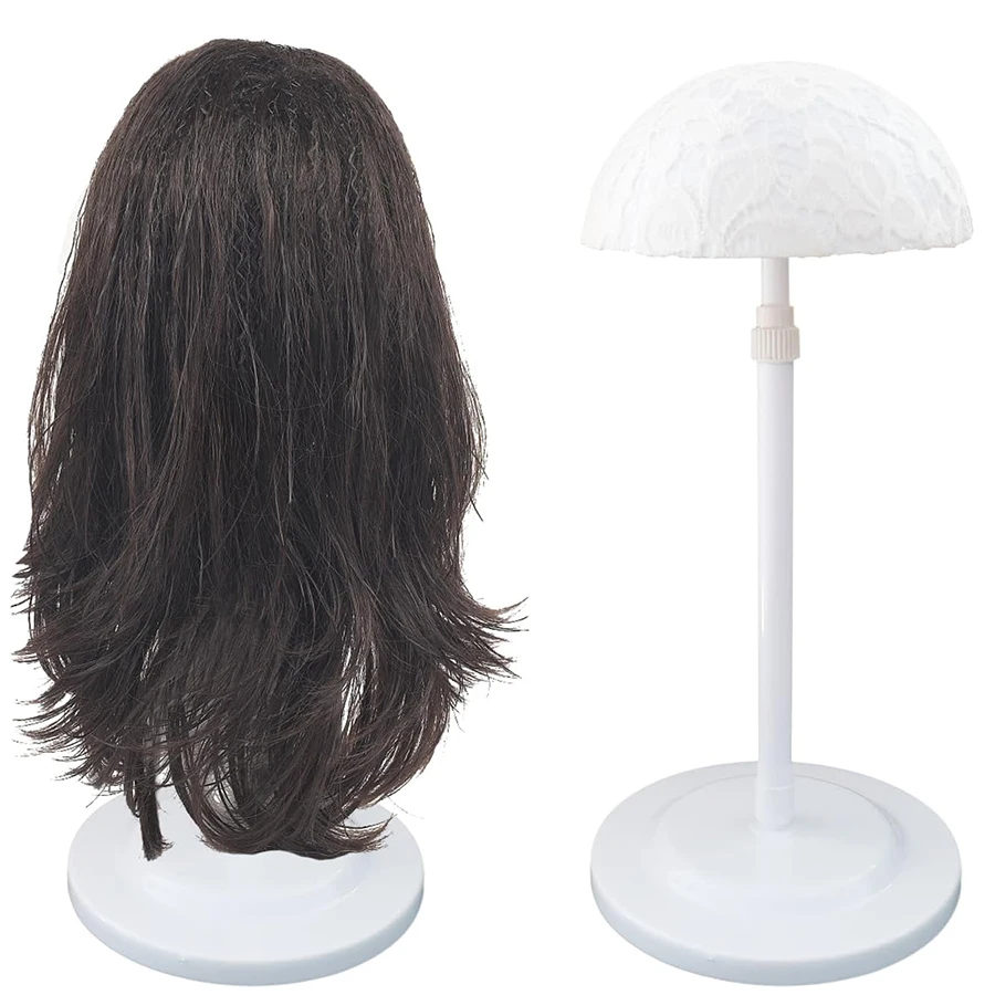 Color: WHITE - 1Pc Adjustable Height Wig Stand, Portable Wig Head Holder Tools Hat Display, Non-Slip Wig Stand for Women