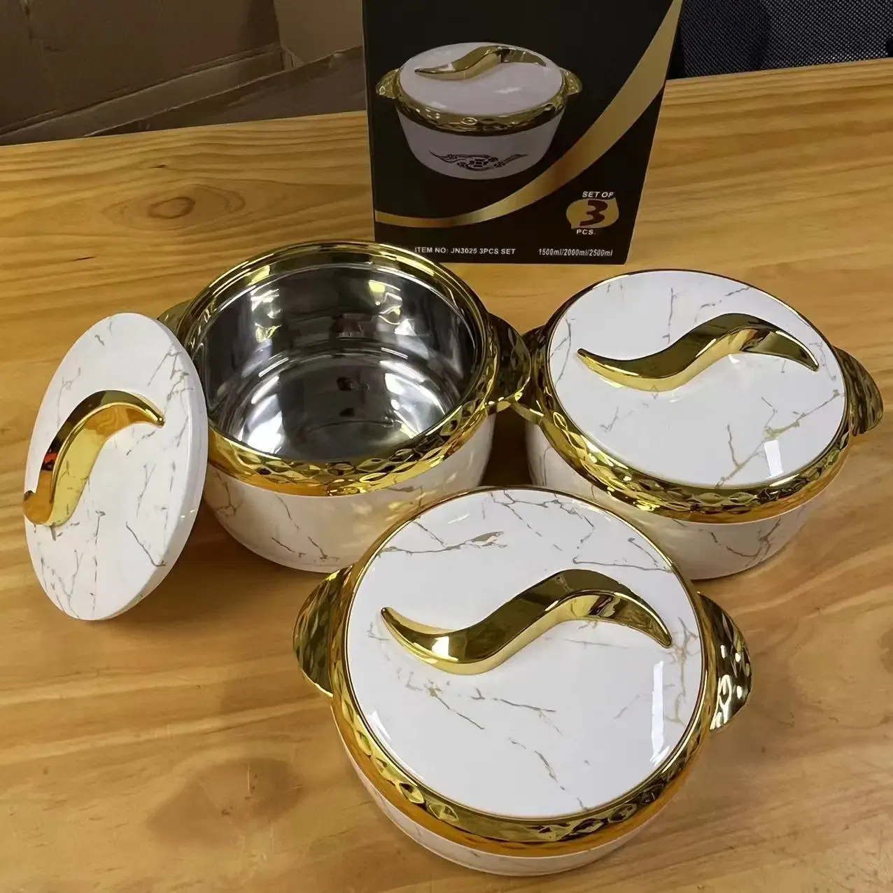 Color: WHITE, Ships From: CHINA - 3Pcs/Set 1.5/2/2.5L  Hot Pot Box Durable and Versatile Plastic Lunchboxes for Food Warmer Fresh Preservation Heat  Ramadan Event