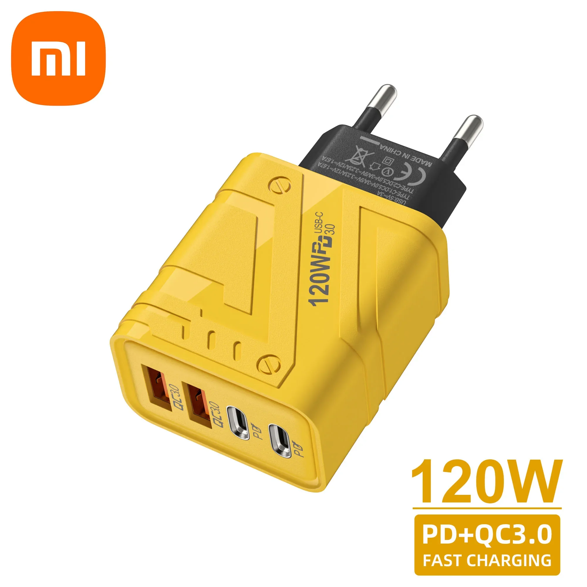 Plug Type: EU - Xiaomi 4 Ports Phones Charger 120W Fast Quick Charger USB 3.0  PD Charger Adapter For iPhone Samsung EU US UK Plug Wall Adapter