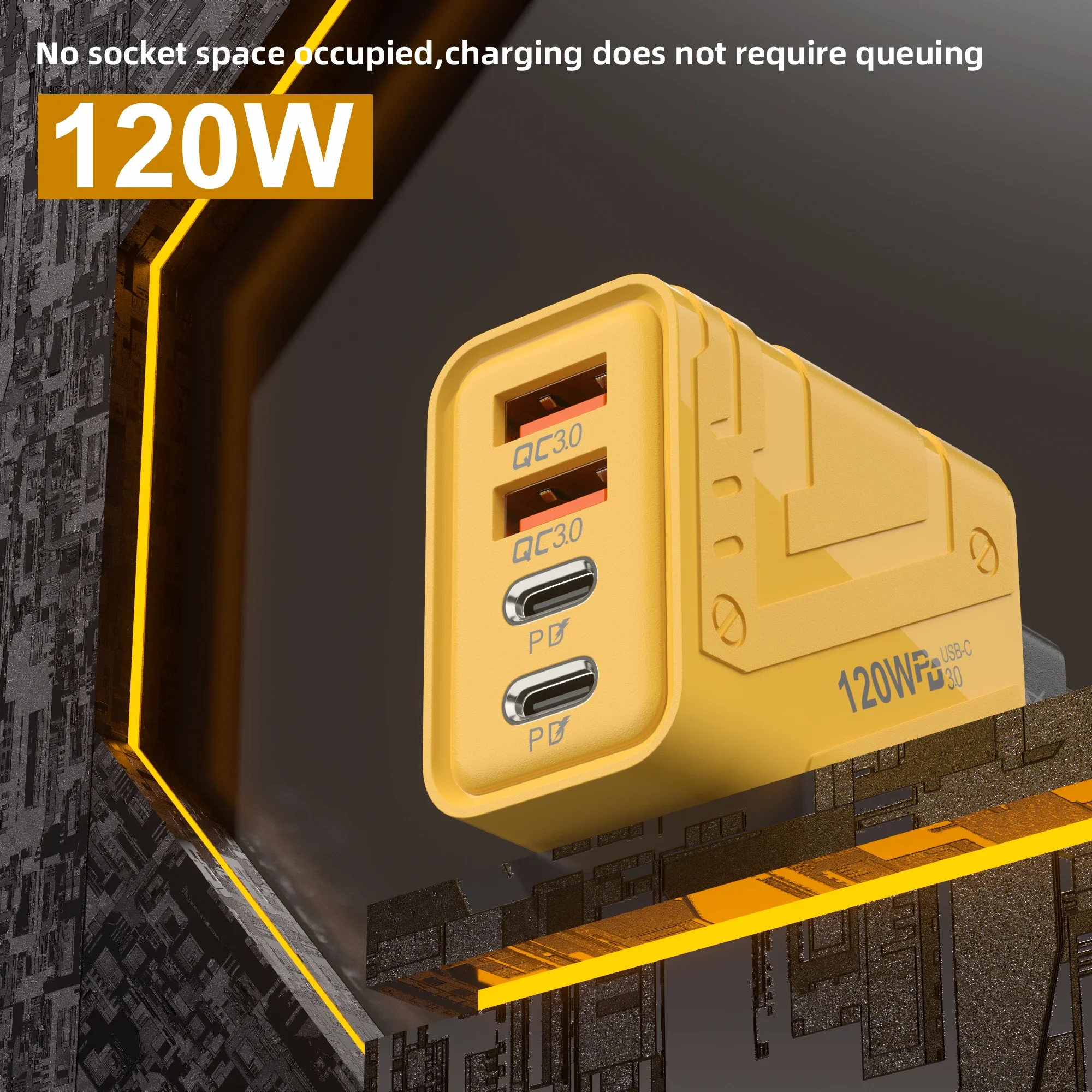 Plug Type: EU - Xiaomi 4 Ports Phones Charger 120W Fast Quick Charger USB 3.0  PD Charger Adapter For iPhone Samsung EU US UK Plug Wall Adapter