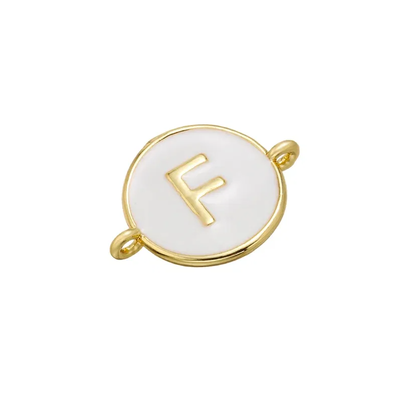 Color: Champagne - ZHUKOU 13x18mm white brass 26 letters jewelry connector for women bracelet necklace handmade jewelry accessories model: VS440