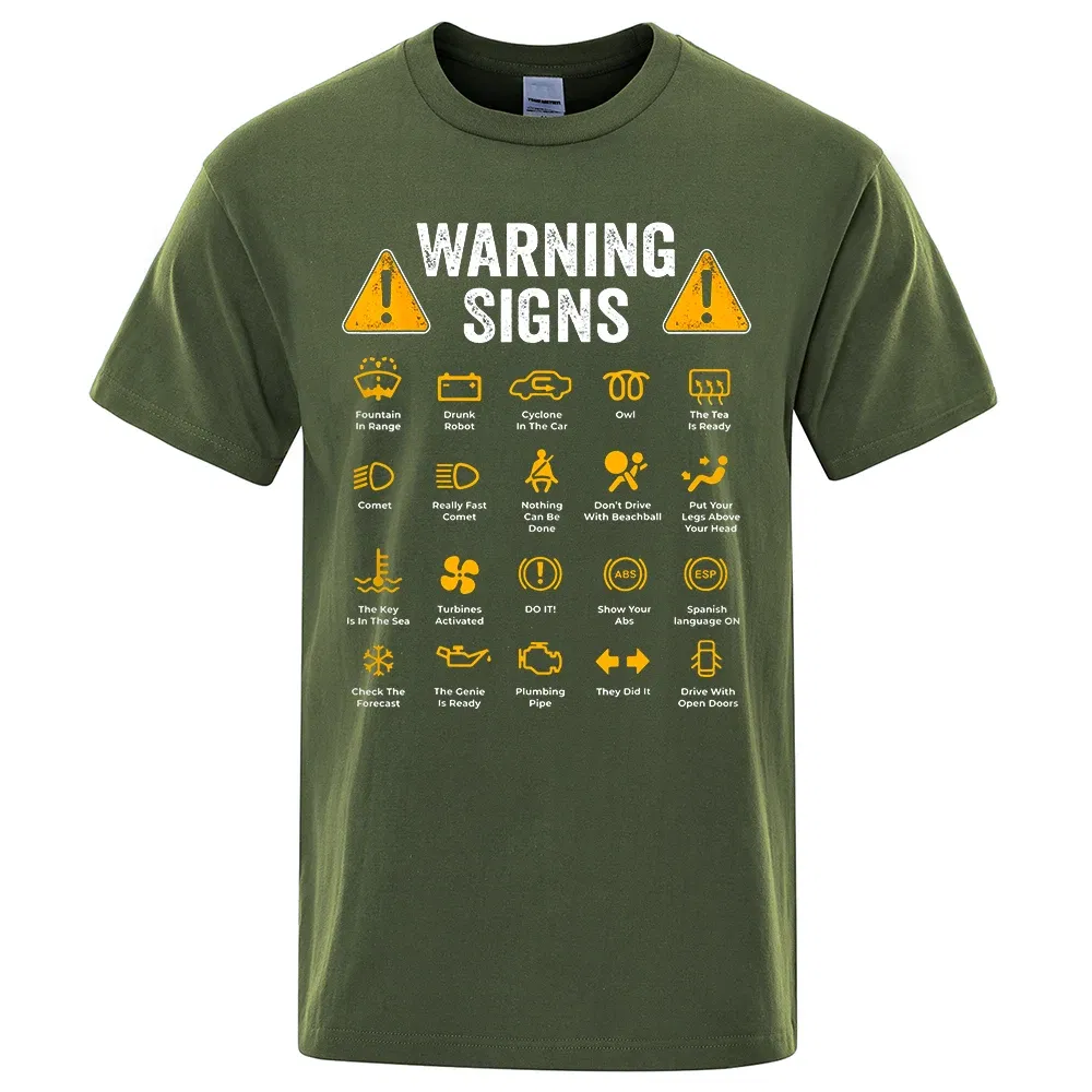 Color: black, Size: XXXL - Driving Warning Signs 101 Auto Mechanic Gift Driver Funny Print T-Shirt Fashion Casual Big size T Shirt Cotton Mens Tops Tees