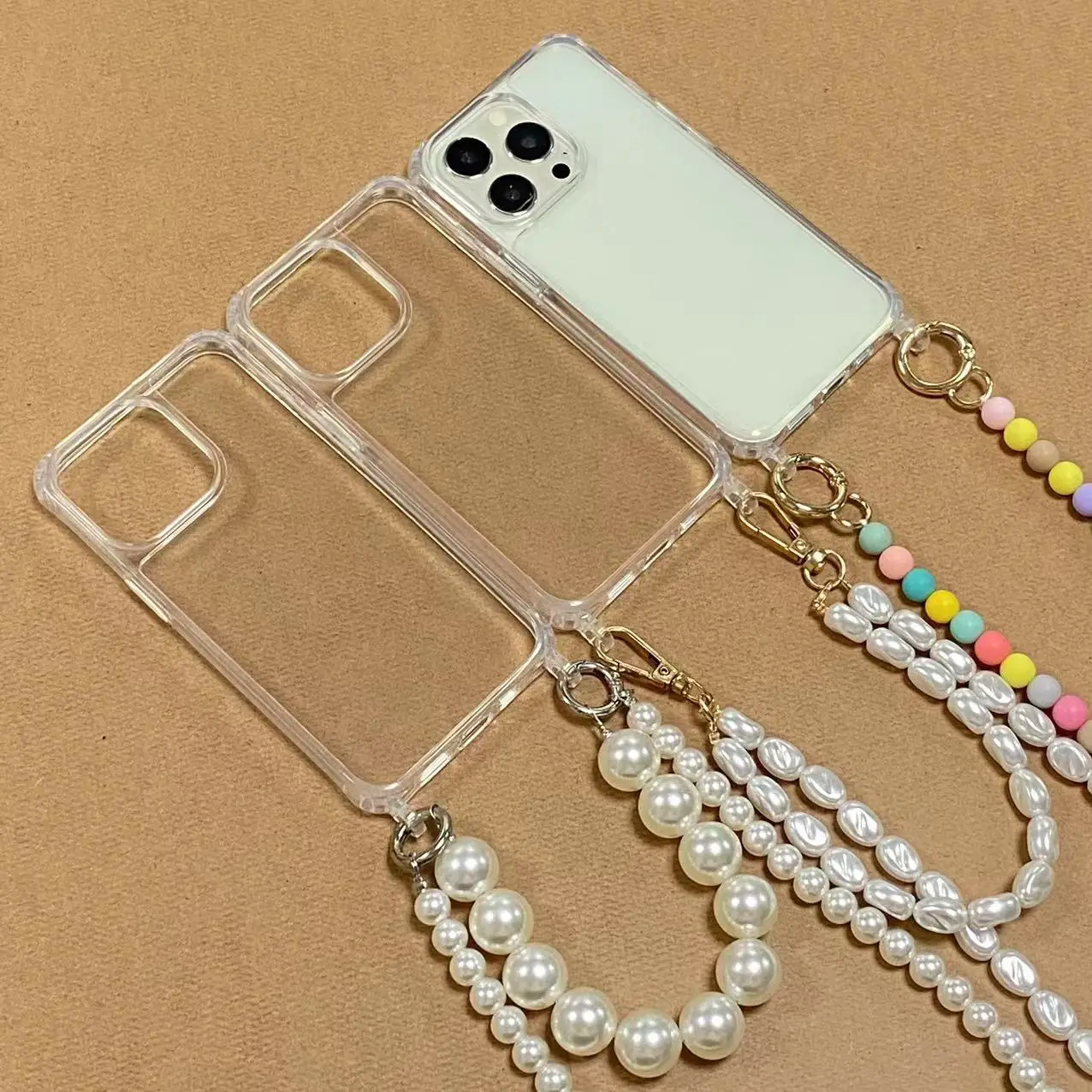 Color: Sky blue, Bundle: Case & Strap, Material: EVA - Korean Pearl Bracelets Chain Case with Lanyard Aesthetic Luxury Shell for Iphone 15 12 14 Pro Max XR X XS 7 8 Plus 15 Pro Cover