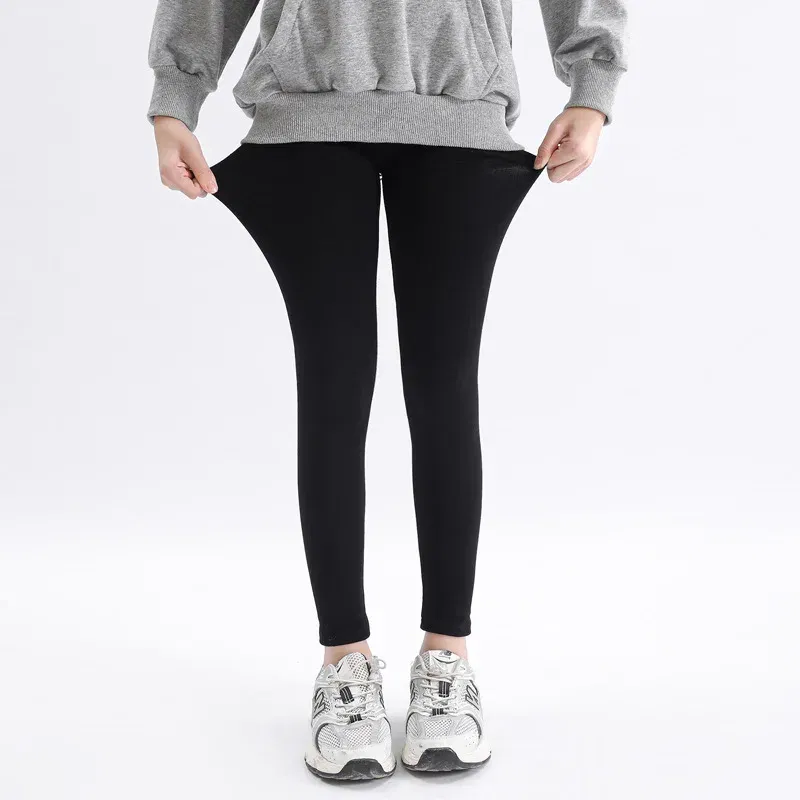 Color: Blue, Kid Size: 6 - Girls' Leggings Spring And Autumn Style 95 Cotton Female Baby Elastic Pants Children's Slim outer Wear Pants